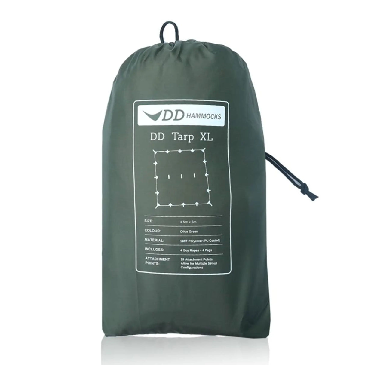 DD Tarp XL in olive green on white background