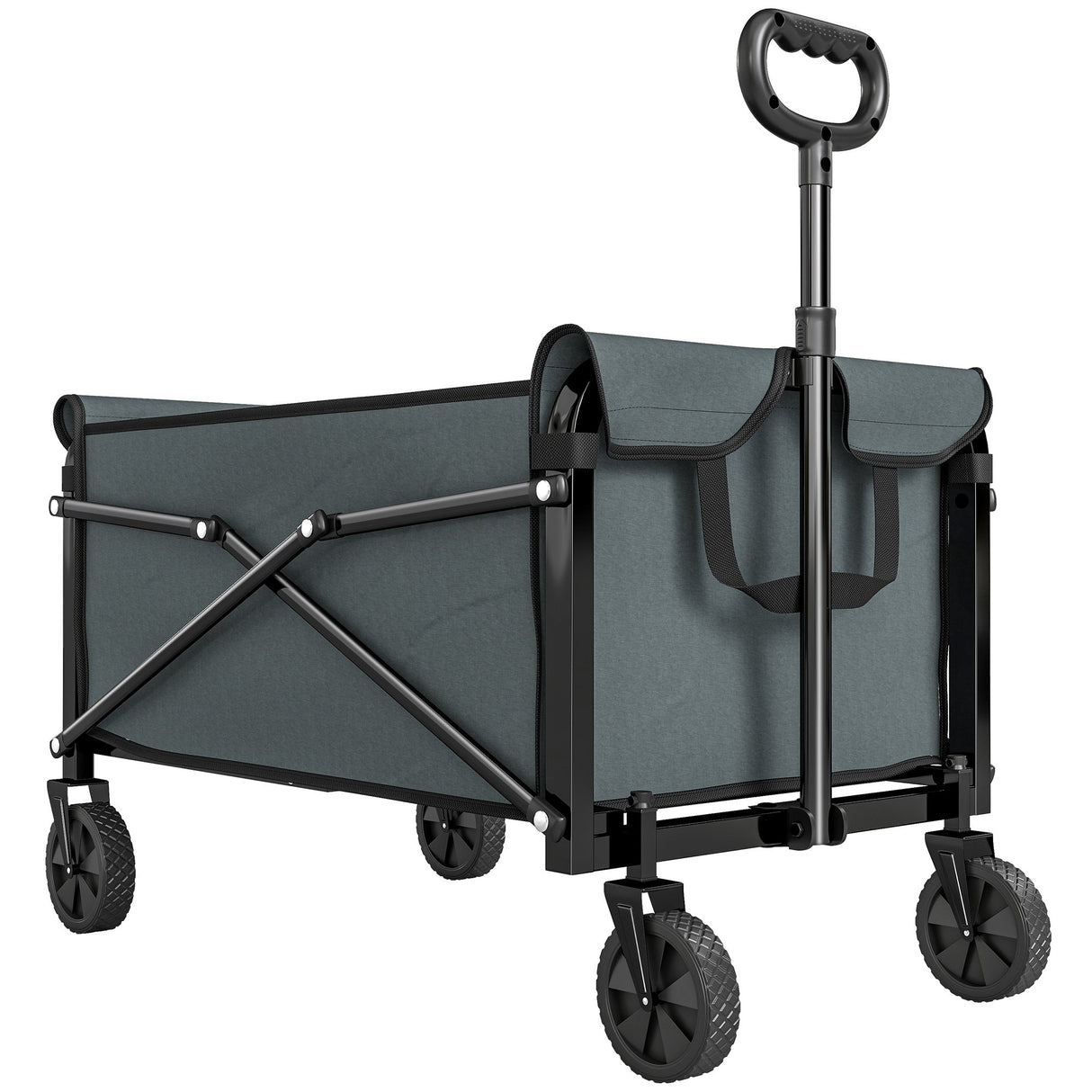 Outsunny 81L Festival Trolley on Wheels - Grey unfolded front view