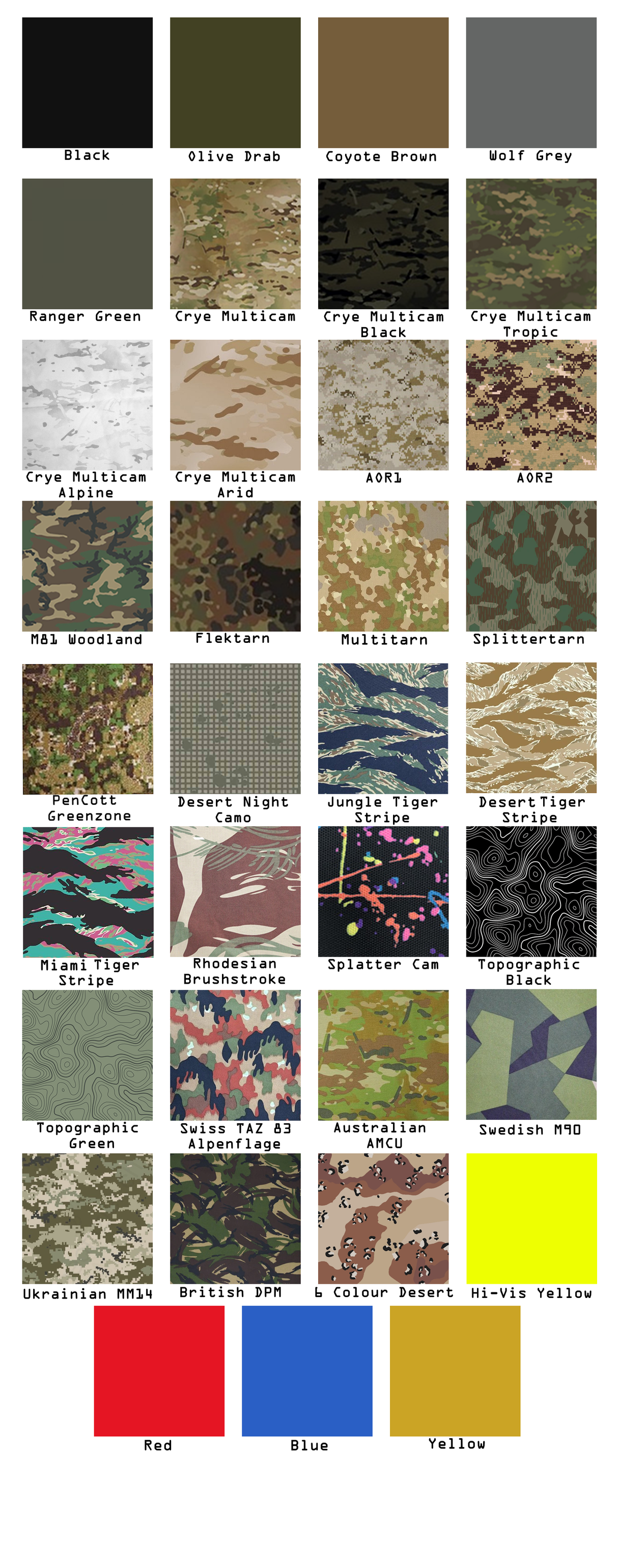 Kydex Customs MP7 Magazine Carrier colours and camos