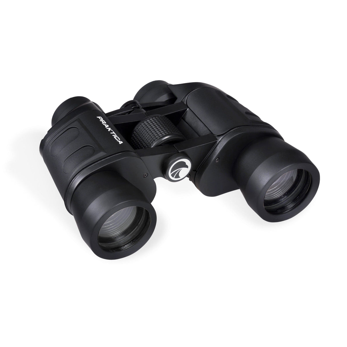 Praktica Falcon 8x40mm Wide Angle Porro Prism Field Binoculars in Black from the front on white background