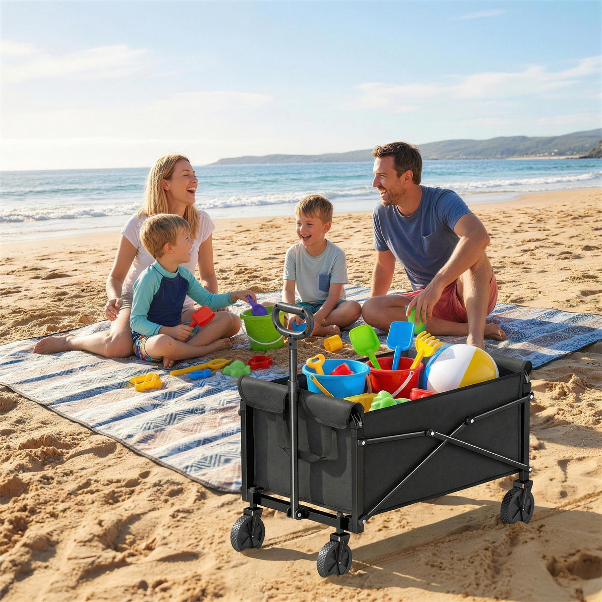 Outsunny 81L Festival Trolley on Wheels - Black accessories and manual