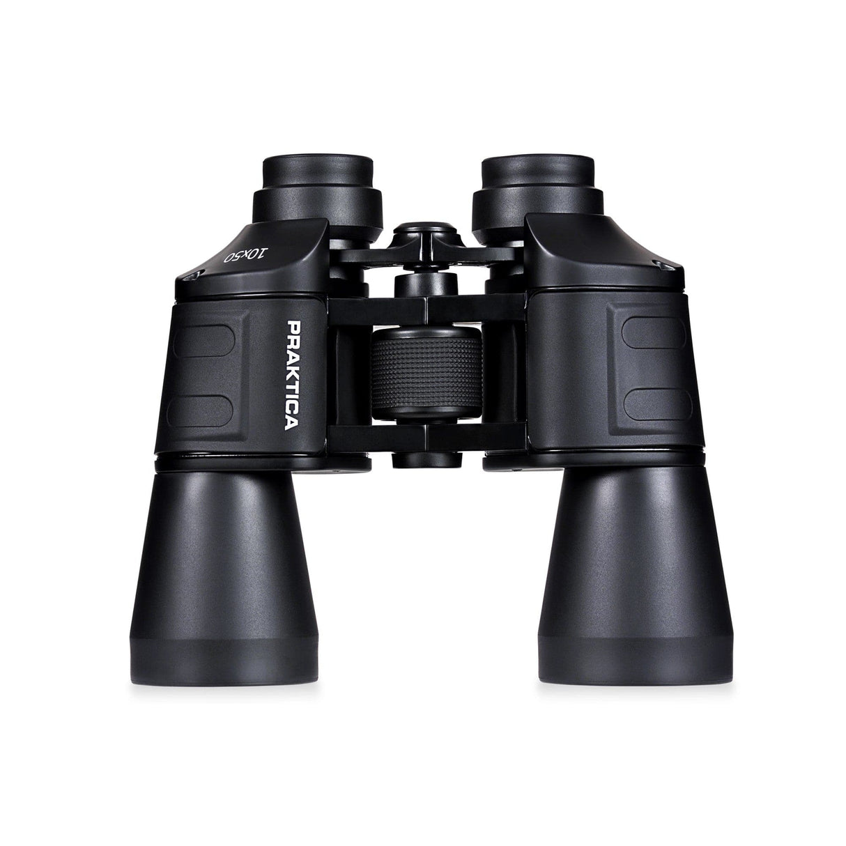 Praktica Falcon 10x50mm Porro Prism Field Binoculars in Black from above on white background