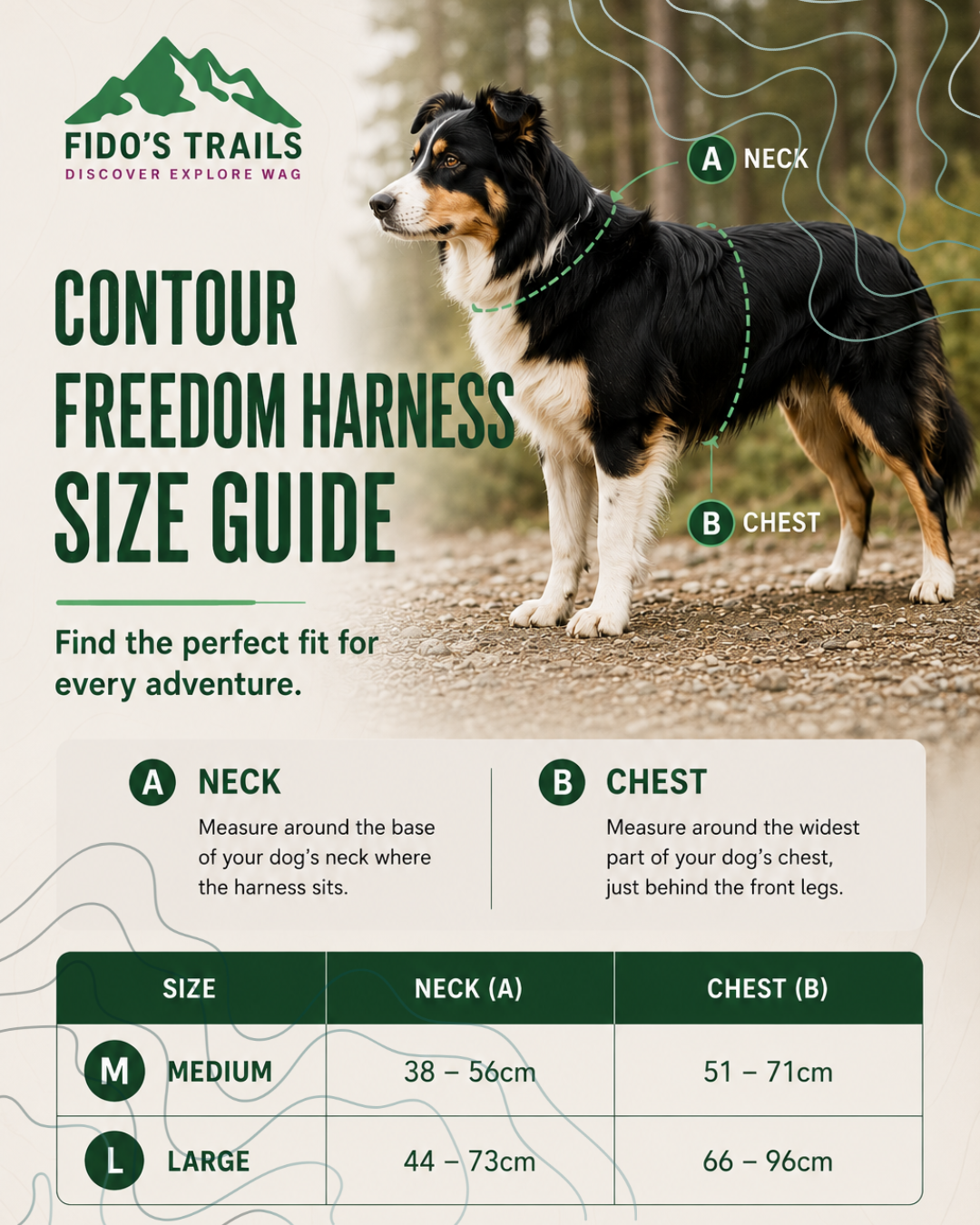 Fido's Trails Contour Freedom Harness | Adjustable Y-Shaped Dog Harness