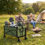 Outsunny 81L Festival Trolley on Wheels - Green compact folded size