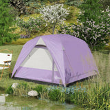 Outsunny 3-4 Person Camping Tent - Purple & Grey stakes ropes and accessories