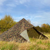DD Tarp 3.5x3.5 in MC Camo as a tent