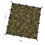 DD Tarp 3.5x3.5 in MC Camo dimensions on white background