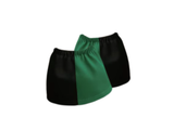 Pair of black and emerald green children's harlequin sox savers