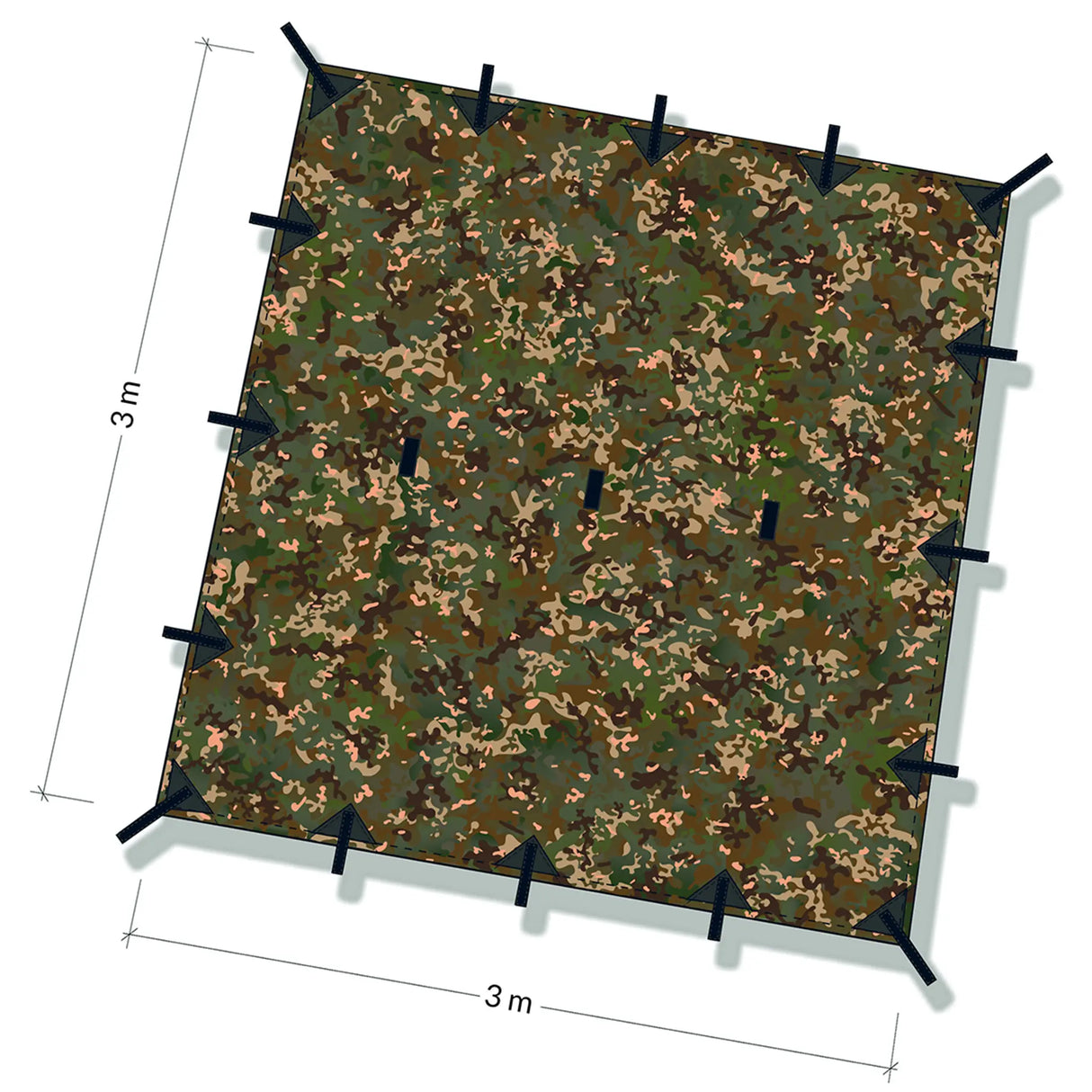 DD Tarp 3x3m in MC dimensions on white background