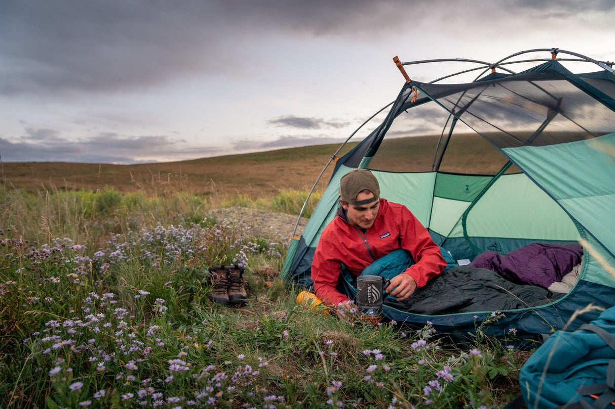 Kelty Wireless 4 Person Tent - in use at a meadow campsite