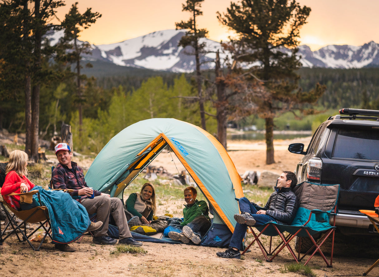 Kelty Wireless 4 Person Tent - pitched at a mountain campsite