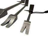 Close-up of the wedge claws on the 12 in, 8 in and 4 in Titanium Hooligan Bars