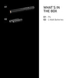 What is in the box with the Ledlenser P4: pen light and two AAA batteries
