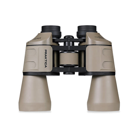 Praktica Falcon 10x50mm Porro Prism Field Binoculars in Sand from above on white background