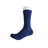 Navy Oz OverBoots merino wool blend crew sock on a foot form, side view