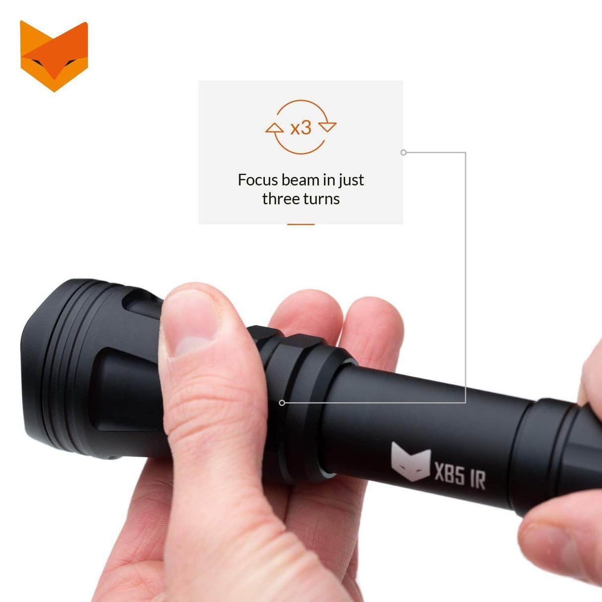Nightfox XB5 940nm Low Glow Infrared LED Flashlight - focusable beam in three turns