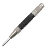 Heavy Duty Glass Breaker Punch, black knurled body with silver ends and steel tip