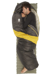 Sierra Designs Nitro 0 800 DriDown Sleeping Bag Long - worn upright in use