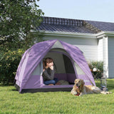 Outsunny 3-4 Person Camping Tent - Purple & Grey alternate front angle
