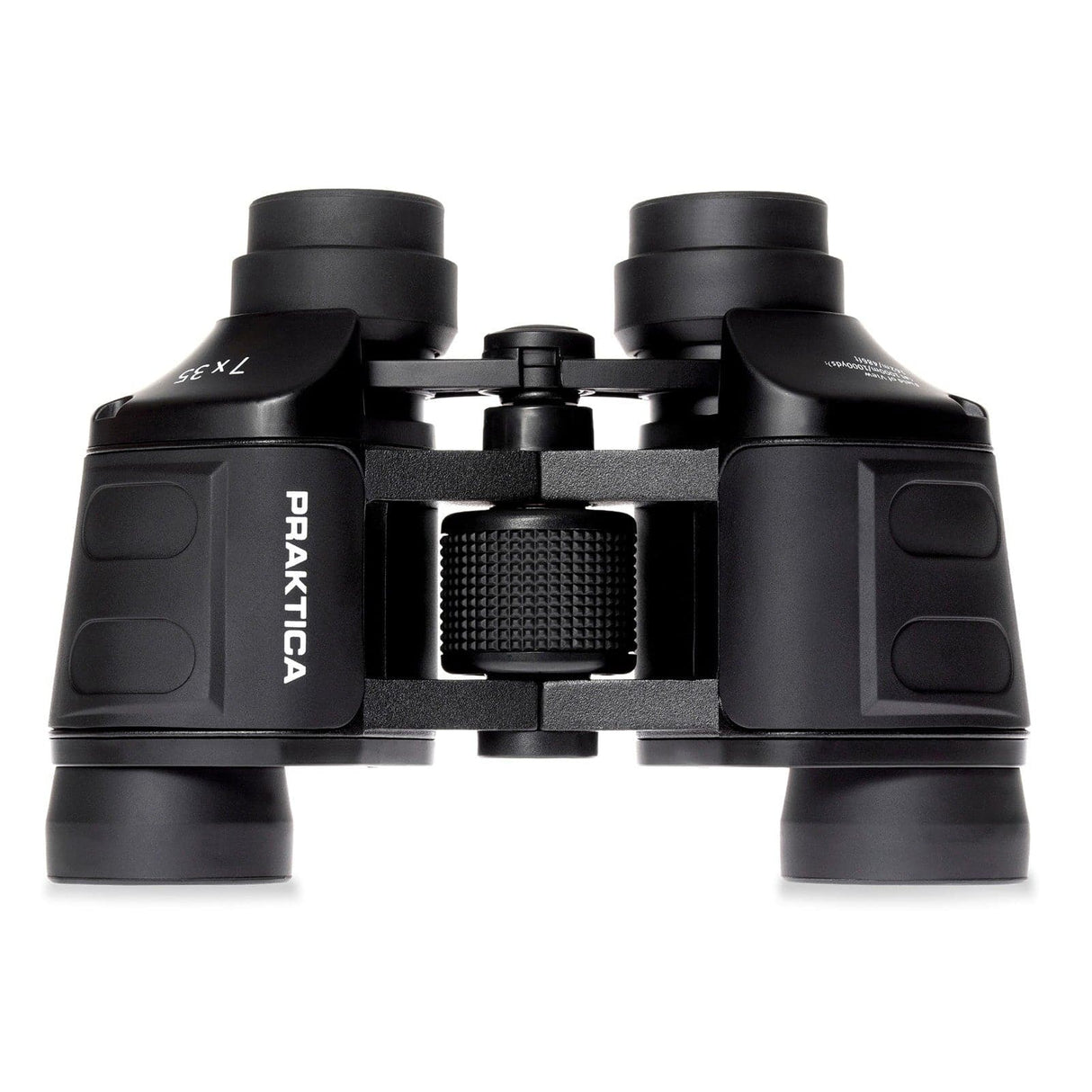 Praktica Falcon 7x35mm Wide Angle Porro Prism Field Binoculars in Black from the above on white background
