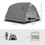 Outsunny 3-4 Person Camping Tent - Dark Grey side profile