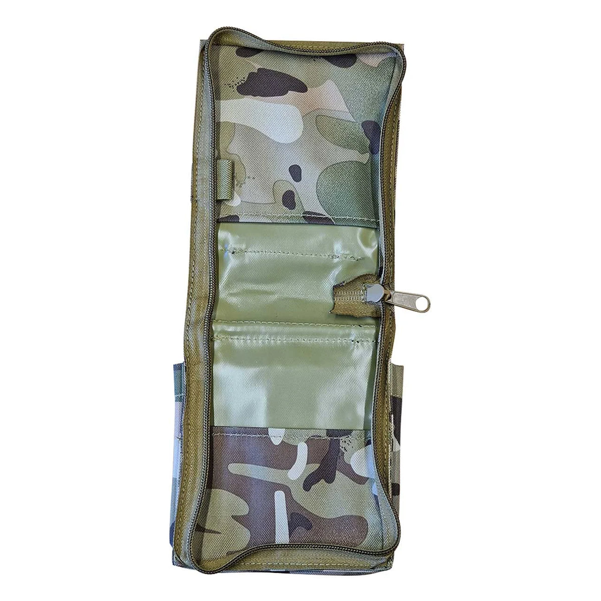 Web-Tex A6 Notebook Holder in BTP camo, open showing zip compartments