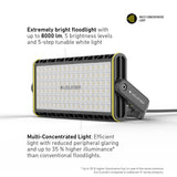 Ledlenser AF12C Work floodlight with 8000 lumens, five brightness levels, tunable white and Multi-Concentrated Light