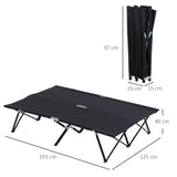 Outsunny Double Camping Cot Bed - Black side profile