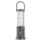 Ledlenser AL10R Work lantern standing upright with its carry handle raised and three LED panels in a clear tube