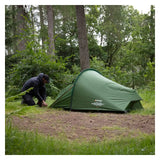 Pitching the Vango Apex Compact 100 tent at a woodland camp