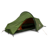 Vango Apex Compact 100 tent in forest green, pitched angle view
