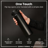 ION8 Leak Proof 1 Litre Thermal Water Bottle, Insulated Steel, Black, 1L