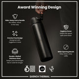 ION8 Leak Proof 1 Litre Thermal Water Bottle, Insulated Steel, Black, 1L