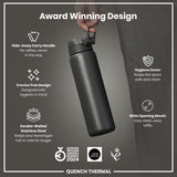 ION8 Leak Proof 1 Litre Thermal Water Bottle, Insulated Steel, Grey, 1L
