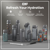 ION8 Leak Proof 1 Litre Thermal Water Bottle, Insulated Steel, Grey, 1L