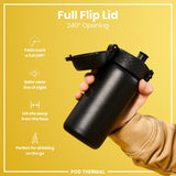 ION8 Leak Proof Thermal Water Bottle, Insulated Steel, Black, 320ml