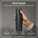 ION8 Steel Slim Leak Proof Water Bottle, Grey, 600ml