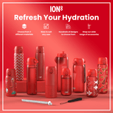 ION8 Steel Slim Leak Proof Water Bottle, Red, 600ml