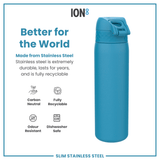 ION8 Steel Slim Leak Proof Water Bottle, Blue, 600ml