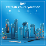 ION8 Steel Slim Leak Proof Water Bottle, Blue, 600ml