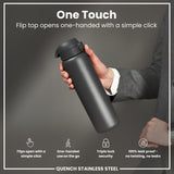 ION8 Leak Proof 1 Litre Water Bottle, Stainless Steel, Grey, 1L