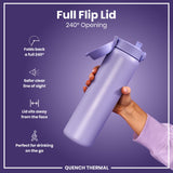 ION8 Leak Proof 1 Litre Thermal Water Bottle, Insulated Steel, Light Purple, 1L