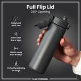 ION8 Leak Proof Slim Thermal Water Bottle, Insulated Steel, Grey, 500ml