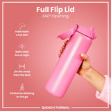 ION8 Leak Proof 1 Litre Thermal Water Bottle, Insulated Steel, Rose Bloom, 1L