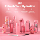ION8 Leak Proof 1 Litre Thermal Water Bottle, Insulated Steel, Rose Bloom, 1L