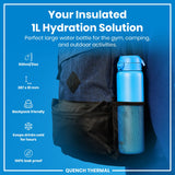 ION8 Leak Proof 1 Litre Thermal Water Bottle, Insulated Steel, Blue, 1L