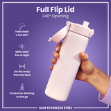 ION8 Steel Slim Leak Proof Water Bottle, Lilac Dusk, 600ml