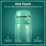 ION8 Steel Slim Leak Proof Water Bottle, Teal, 600ml