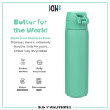 ION8 Steel Slim Leak Proof Water Bottle, Teal, 600ml