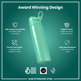 ION8 Steel Slim Leak Proof Water Bottle, Teal, 600ml
